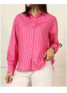 Pink Striped Button-Up Shirt