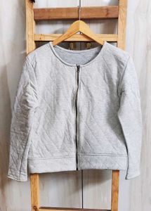 Grey Quilted Zip-Up Jacket size-36
