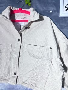 Beige Cropped denim  Jacket