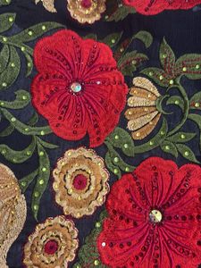 Black Floral Embroidered Sheer Fabric