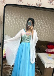 Elegant Blue Gown with White Cape❤️🦋🎀