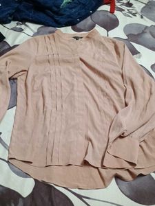 Elegant Pink Pleated Blouse