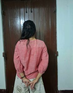 Chic Embroidered Pink Top