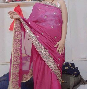 Beautiful Pink Embroidered Saree