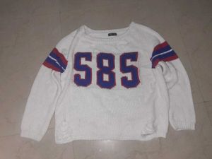 Distressed Varsity Knit Sweater