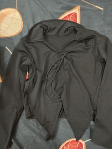 Chic Black Ruched Long Sleeve Top
