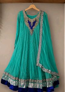 Elegant Turquoise Anarkali Gown  ✨