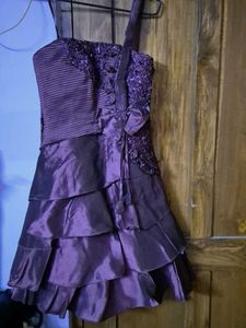 Purple One-Shoulder Party Bridesmaid Dress