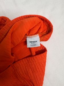 Bright Orange One-Shoulder Knit Top