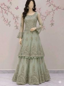 Exquisite Sage Green Embellished Lehenga Choli