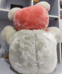 Cute Pink and White Teddy Bear with Red Now