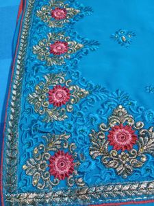 Beautiful Blue Embroidered Saree