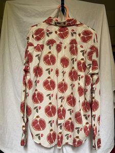 Pomegranate Print Cotton Button-Up Shirt