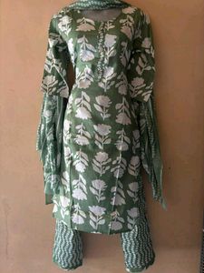 Green Floral Kurta Set