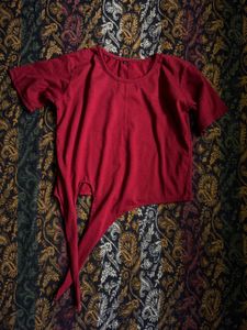 Red Asymmetrical T-Shirt