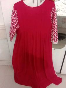 Beautiful Red gown Set with Mirror Work