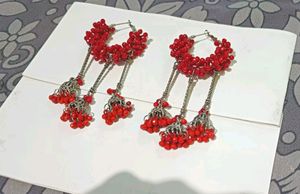 Red Pearl Earrings Set