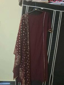 Fiorra Coffee Brown A Line Polyester Kurti