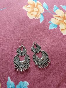 Oxidized Silver Jhumka Earrings