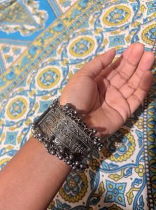 Oxidized Silver kada with ghungroo