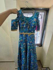 Stunning Blue Floral Print Gown