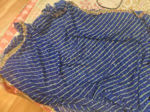 Elegant Blue Saree with Sequins