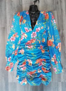 Floral Print Ruched Mini Dress