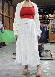 Boho Tiered White Maxi Skirt
