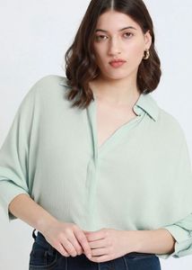 Sea green Collared Button-Up Shirt