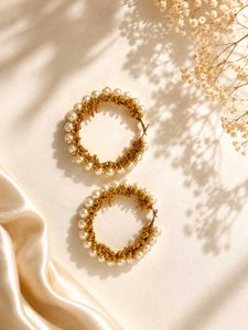 Elegant Pearl Hoop Earrings