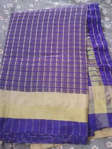 Purple and Gold Plaid Sari