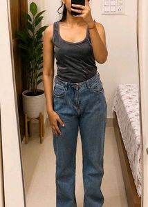 straight fit Blue denims and shimmer party top