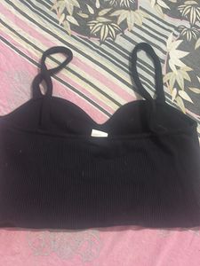 Black Ribbed Cropped Tank Top