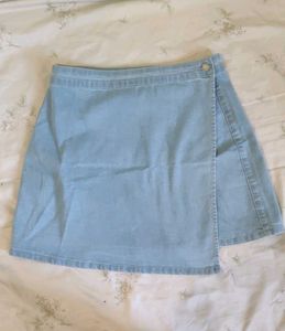 Light Blue Denim Wrap Skirt