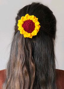 Handmade Crochet Sunflower Hair Tie