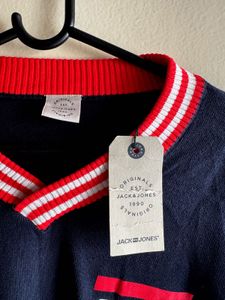 Jack &amp; Jones Navy V-Neck pull over -XL