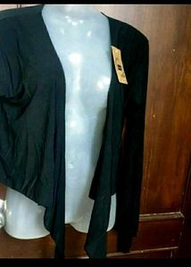 Stylish Black Open Front Cardigan
