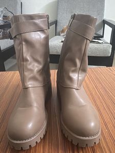 Chic Taupe Buckled Ankle Boots