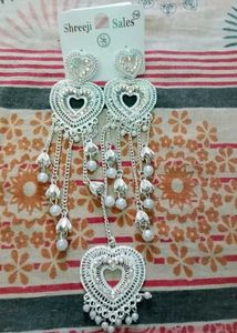 Stunning Heart Dangle Earrings with bindiya