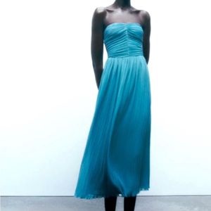 Zara Limited Edition Pleated Stapless Midi Dress