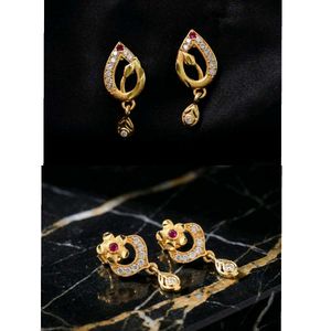 Elegant Gold Earrings with AD Stone combo of 2