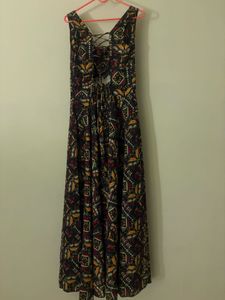 Boho Maxi Dress with Lace-Up Detail