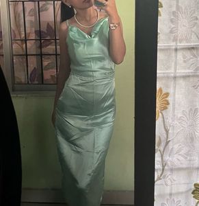 Silky Cowl Neck Midi Dress