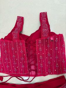 ready to wear saree corset Embellished Hot Pink