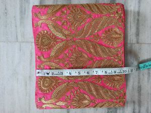 Heavy Festive Pink Silk Gota Patti Border.