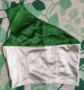 White Green Crop Top
