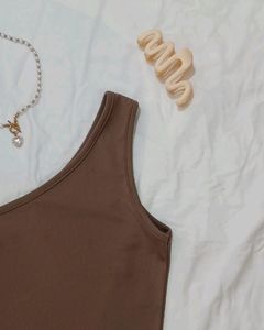 Urbanic Brown One Shoulder Crop Top