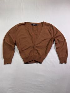 Brown V-Neck Cardigan