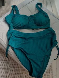 Teal Ribbed Bikini Set