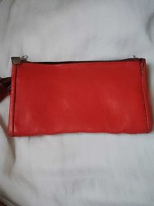 Bright Red Pleated Clutch Bag